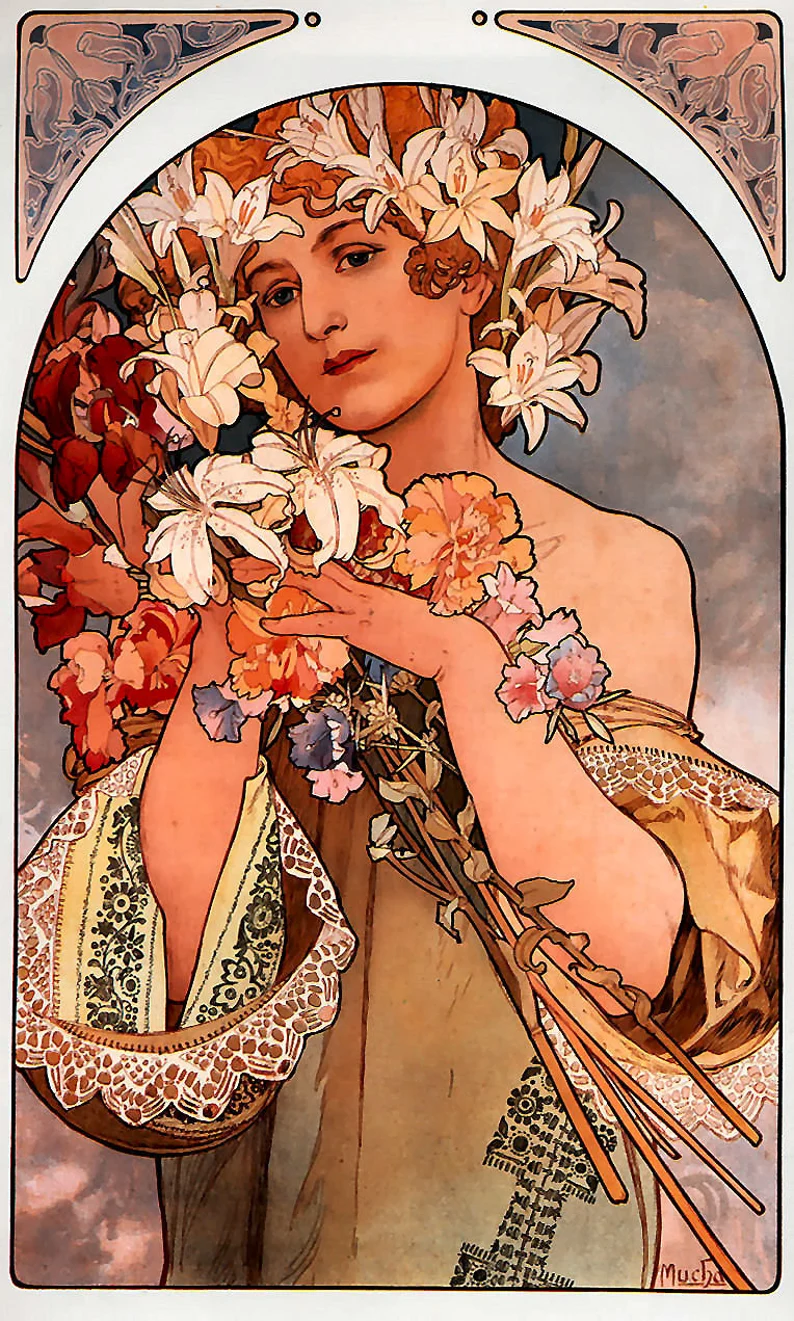 MUCHA femme en fleurs